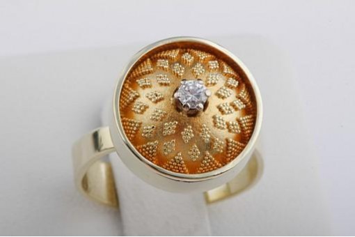 Solitär Ring Brillant Diamant 0,10ct 585 14K Gelb Gold Gr 54 Top!