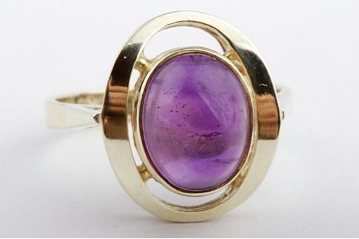 Amethyst Ring 14K 585 Gelbgold Cabochon Gr. 53