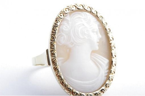 Ring Gemme Kamee 585 14K Gelb Gold Gr. 52