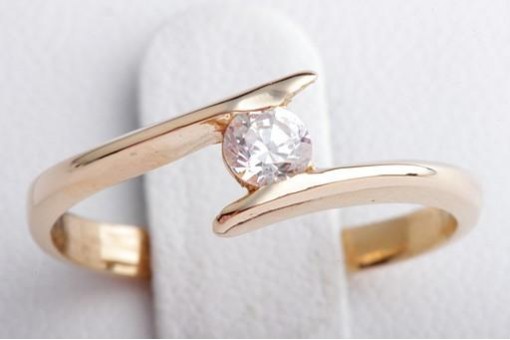 Kristall Solitär Spann Ring 375 9K Rot Gold Gr. 55
