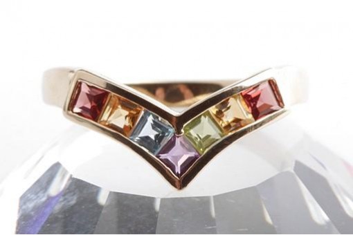 Ring Amethyst Topas Citrin Granat Peridot 585 14K Gelb Gold Gr. 65