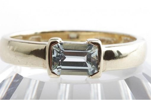 Blautopas Ring 14K 585 Gelb Gold Größe 62