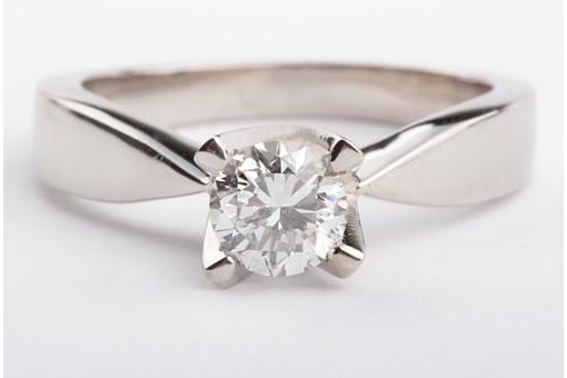 Brillant Ring Solitär 0,49ct Wesselton 750 18K Weiß Gold Gr. 48 Brilliant Neu!