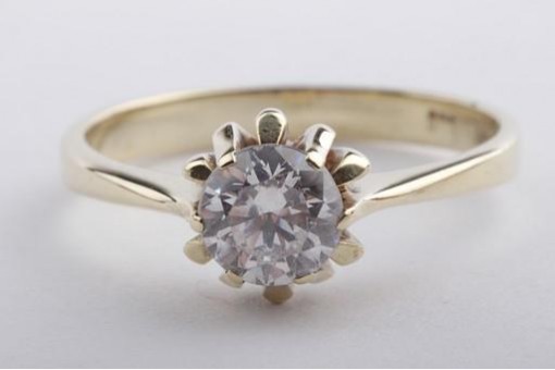 Goldring 585 14K Gelb Gold Kristall Gr. 55