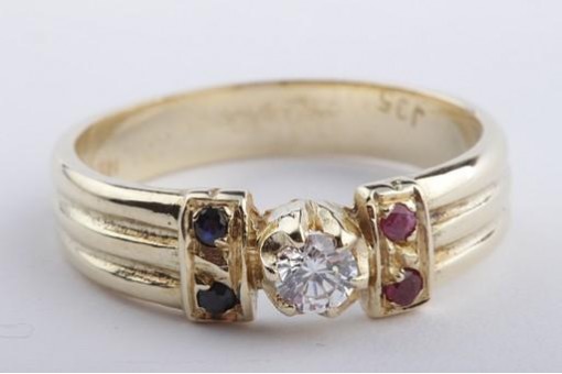 Ring Kristall Saphir Rubin 585 er Gelbgold 14k Gr 53