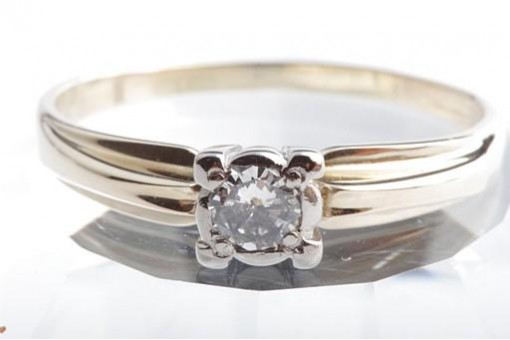 Saphir Diamant Brillant Ring 0,20ct 585 14K Gelbgold Gr. 58