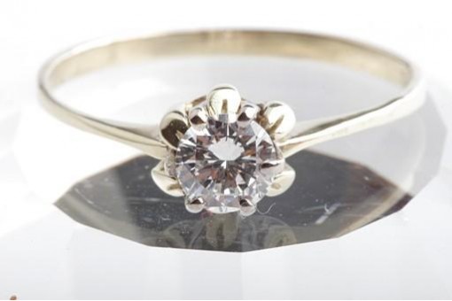 Solitär Brillant Diamant Ring 0,40ct 585 14K Gelbgold Gr. 57