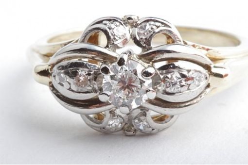 Diamant Ring 585 14K Bicolorgold Gr. 58 Antik