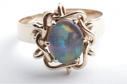 Opal Duplette Ring 9K 375 Gelb Gold Gr. 59