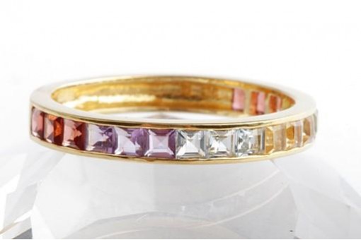 Memory Ring Granat Peridot Citrin Topas Amethyst 375 9K Gelb Gold Gr. 63