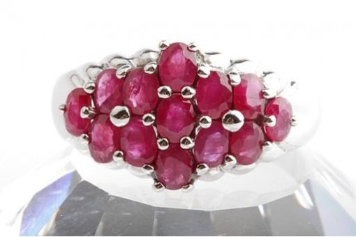 Rubin Ring mit 13 Rubinen 925 Silber Gr. 66