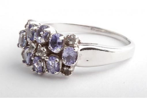 Ring mit Iolith und Kristallen 925 Sterling Silber Gr. 63
