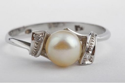 Perlen Diamant Ring 750 Weiß Gold 18 Kt Handarbeit Anfertigung!
