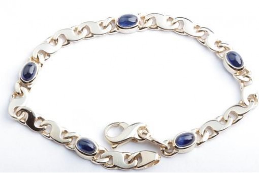 Saphir Armband 585 14K Gelbgold Cabochon Länge 18,5cm