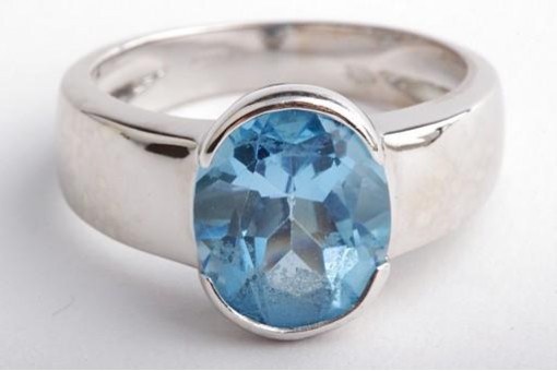 Blau Topas 4,0ct Ring 750 18K Weiß Gold Gr. 54