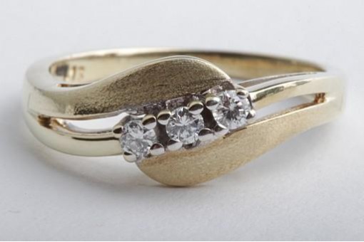 Brillant Diamant Ring mit 3 Brillanten in 585 14K Gelbgold Gr. 53