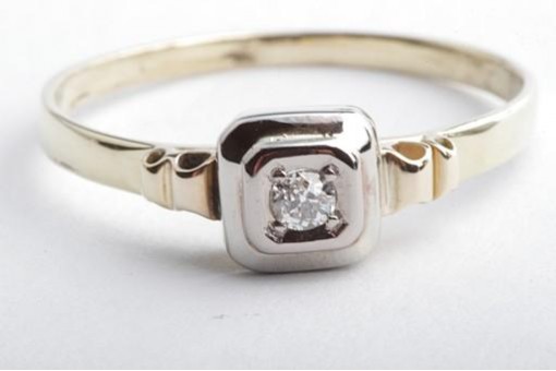 Diamant Ring 0,08ct 585 14K Gelbgold Gr. 58