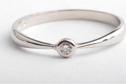 Solitär Ring Brillant Diamant 585 14K Weiß Gold Gr 57 Top!