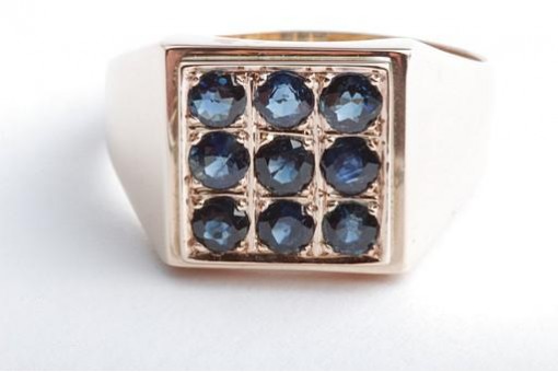 Saphir Ring 750 18K Rotgold Gr. 67 Herren Ring