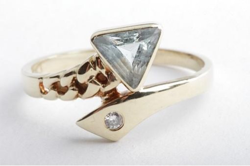 Aquamarin Diamant Brillant Ring 585 14K Gelbgold Gr. 54