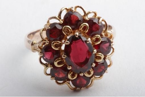 Granat Ring 333 8K Bicolorgold Gr. 55