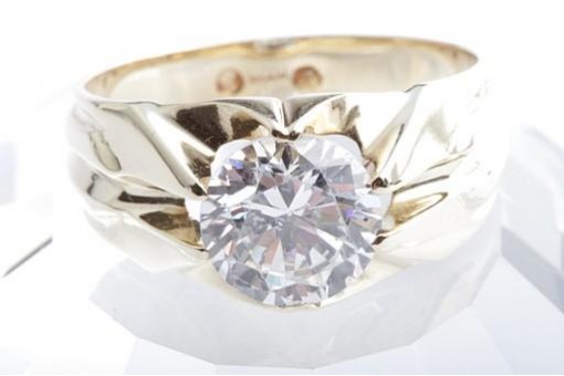 Solitär Kristall Ring 585 14K Gelbgold Gr. 59