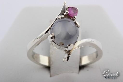 Ring Mondstein Rubin 925 er Sterlingsilber Gr 52