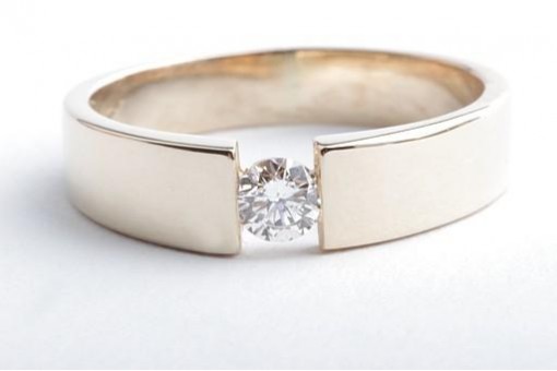 Spannring Brilllant Diamant Solitär 0,18ct in 585 er 14K Gelbgold 54 17,2mm
