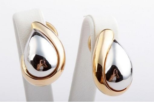 Designer Ohrclips Ohrringe Bicolor Gold 750 18K Top Zustand!