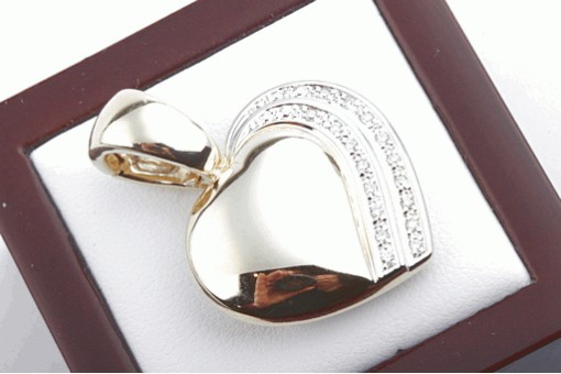 Goldener Herz Anhänger 585 Gelb Gold mit Diamanten Brillanten Liebe!