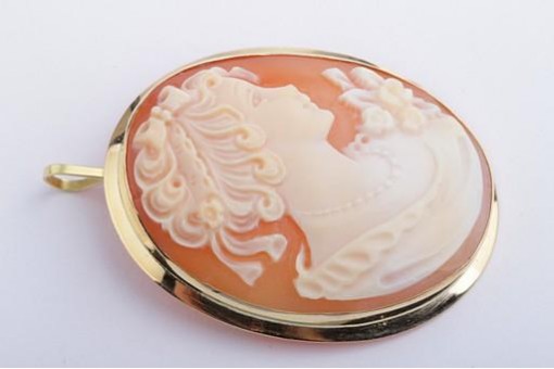 Gemmen Kamee Camee Anhänger Brosche 750 er 18k Gelbgold neu