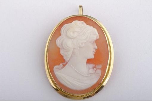 Gemmen Kamee Camee Anhänger Brosche 750 18kt Gelbgold neu