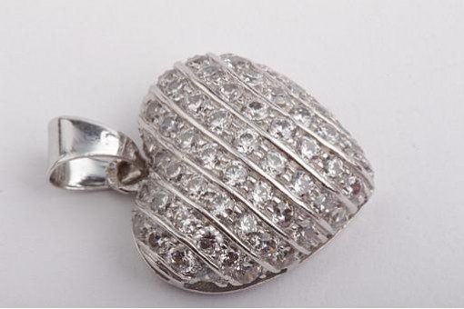 Herz Anhänger Kristall 585 14K Weißgold Neu!