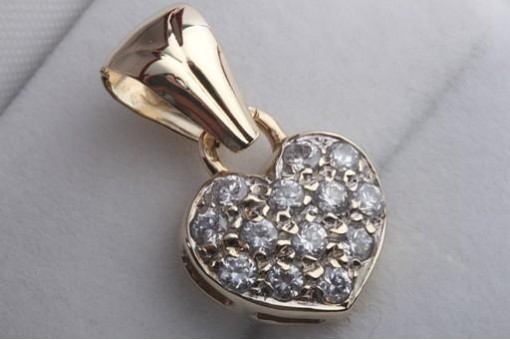 Herz Anhänger 585 er Gelbgold Kristall 14 Karat