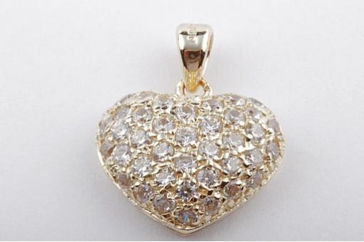 Herz Anhänger Herzform 14kt 585 er Gelb Gold Kristall Top!