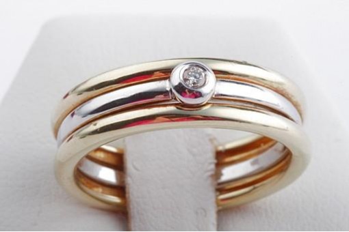 Brillant Diamant Ring 585 14K Bicolor Gold Gr 55 Top