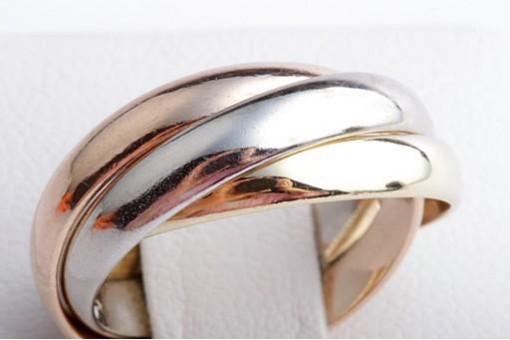 Dreier Ring 585 14K Tricolor Gold Gr. 50