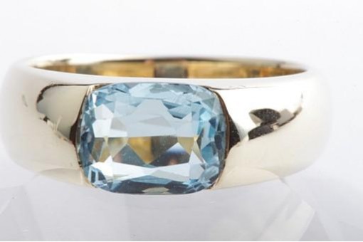 Blautopas Ring 585 14K Gelb Gold Gr. 54