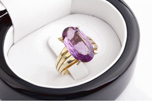 Ring Amethyst 585 14K Gelb Gold Gr 56 17,8mm Top!