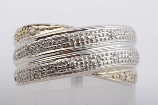 Brillant Diamant Ring 14kt 585 Bicolor Gold Brillianten Ringgröße Gr 51 Top!