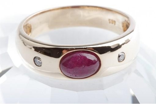 Rubin Diamant Brillant Ring 585 14K Gelbgold Gr. 58