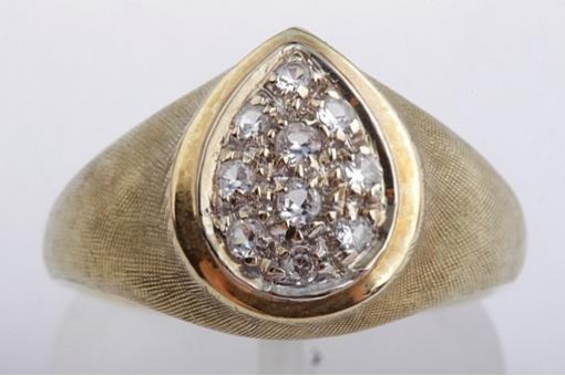 Kristall Ring 585 14k Gelb Gold mattiert 54 Größe fein