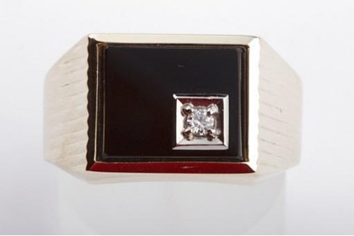 Herren Ring Onyx Kristall 585 14 Karat Gelb Gold Gr 61 Top