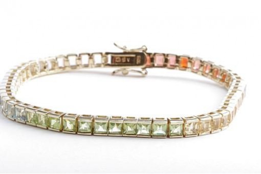 Armband 925 Silber verg. Amethyst Citrin Topas Peridot Granat 18 cm