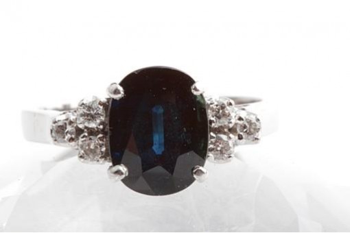 Saphir Brillant Diamant Ring 750 18K Weißgold Gr. 55