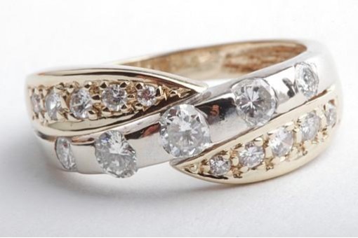 Brillant Diamant Ring 0,60ct 585 14K Bicolorgold Gr. 49 GG WG