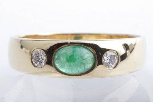 Bandring Smaragd Brillant Diamant 750 18K Gelb Gold Gr. 56