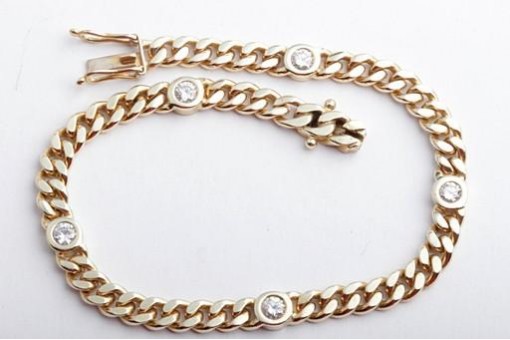 Brillant Diamant Armband 585 14K Gelb Gold Länge 19cm