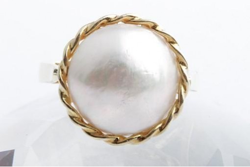 Mabe Perlen Ring 585 14K Gelbgold Gr. 50