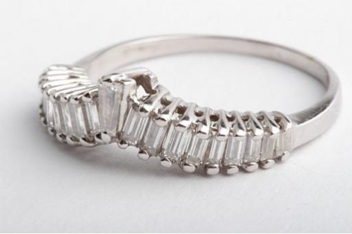 Baguette Diamant Ring 585 14K Weiß Gold Gr. 54